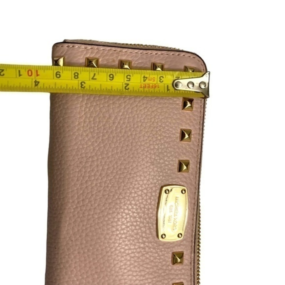Michael kors pink leather gold studded zipper clutch accordion wallet - Picture 3 of 15